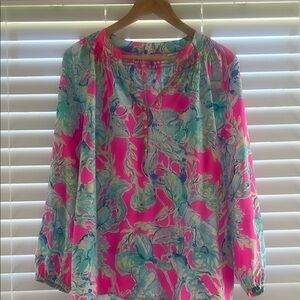 Lilly Pulitzer Pink and Blue Floral Blouse